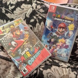 Nintendo Switch Games - Super Mario Odyssey & Mario + Rabbids (Red/Multicolor)